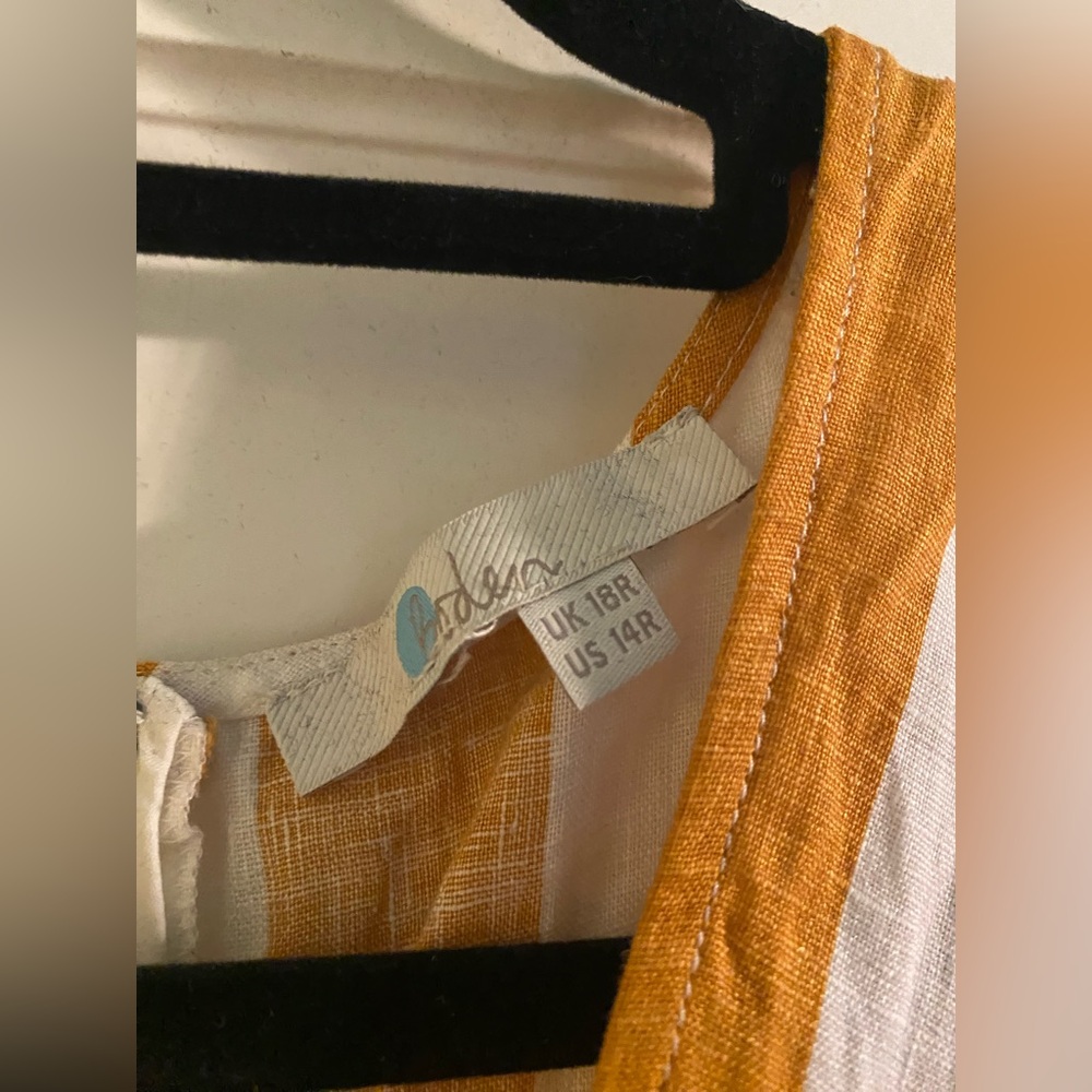 Boden Linen Yellow Stripe Mila Wide Leg Jumpsuit - Picture 3 of 3